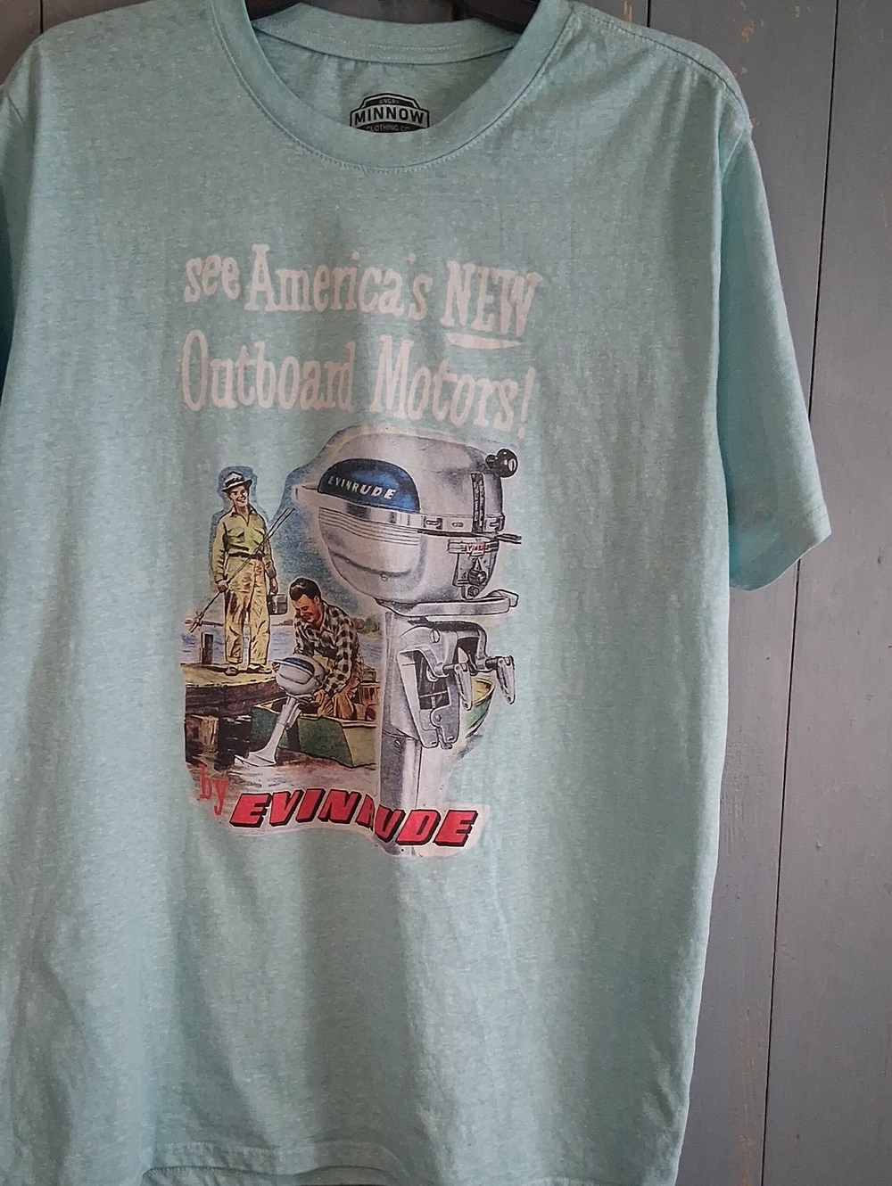 Minnow Men's Light Aqua Evinrude Graphic Tee